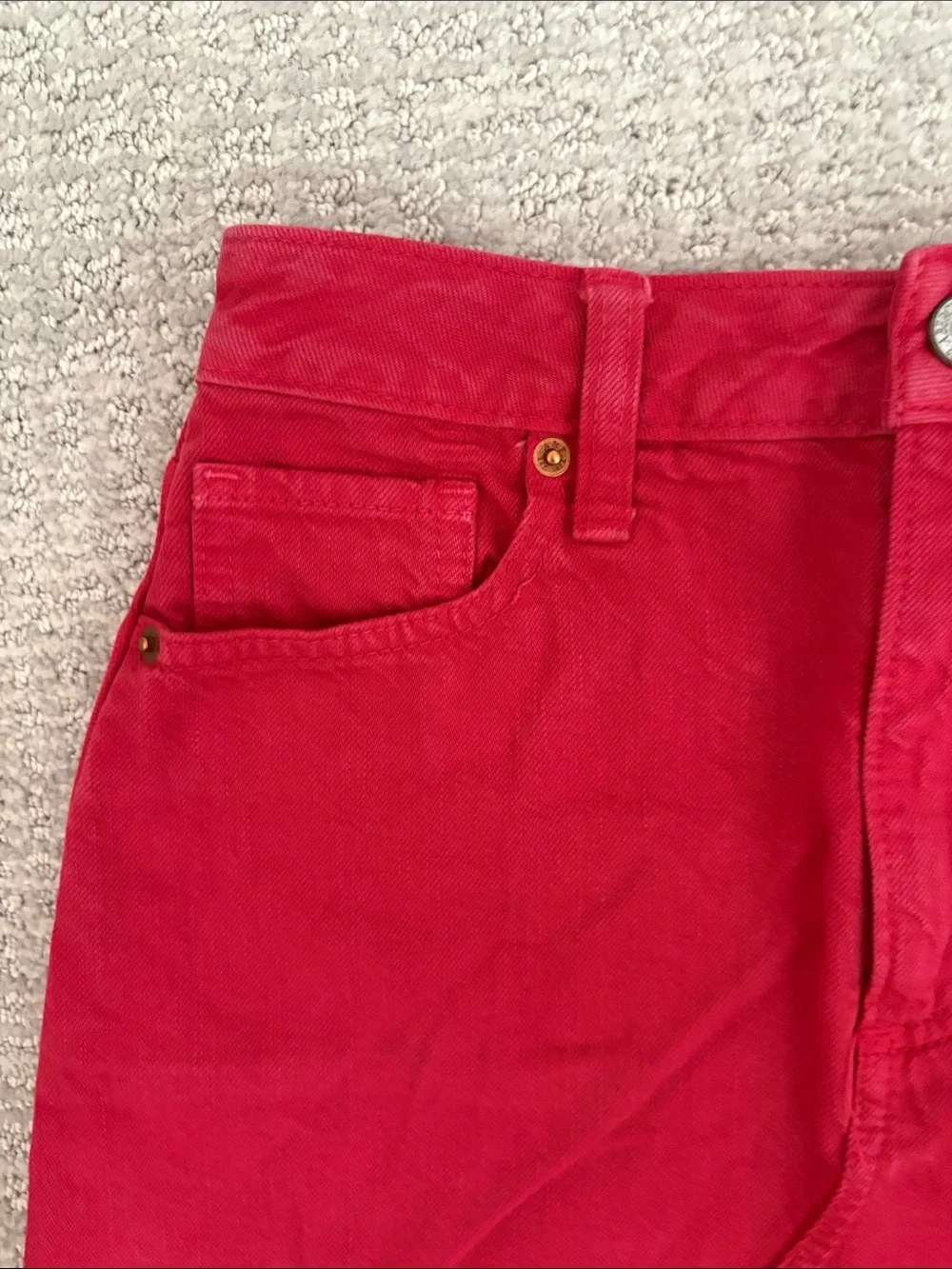Abercrombie & Fitch Bright Red Denim Mini Skirt